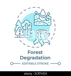 Forest degradation soft blue concept icon Stock Vector