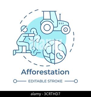 Afforestation soft blue concept icon Stock Vector