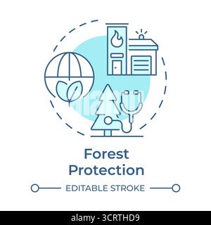 Forest protection soft blue concept icon Stock Vector