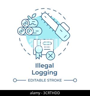 Illegal logging soft blue concept icon Stock Vector