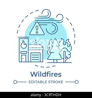 Wildfires soft blue concept icon Stock Vector