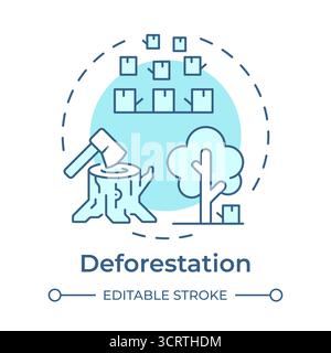 Deforestation soft blue concept icon Stock Vector