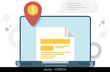 online report via laptop Stock Vector