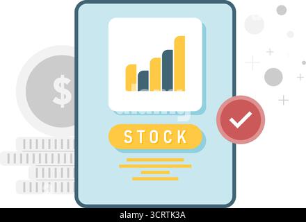 stock chart display on tablet Stock Vector