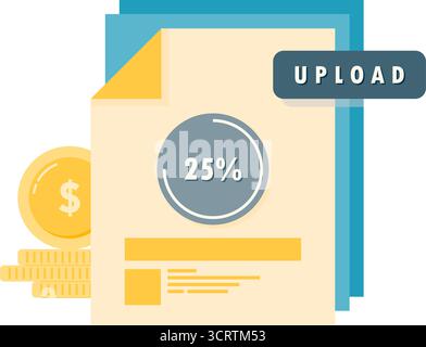 process of uploading financial data Stock Vector
