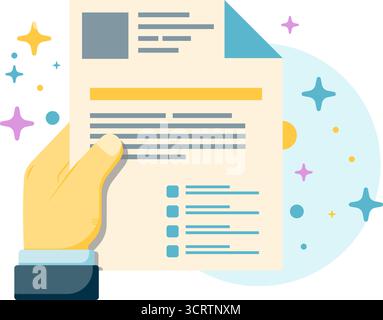 hand holding document paper Stock Vector