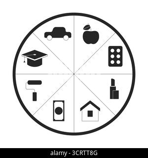 Budget allocation pie chart 2D line object Stock Vector