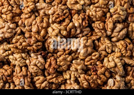 Walnuts close-up. Healthy eating. Background image Stock Photo