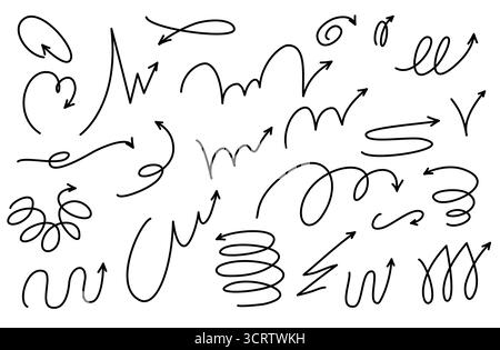 Motion bounce arrow set, hand drawn line design spiral. Expressive jump ...