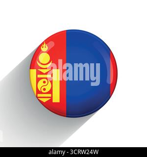 Glass light ball with flag of Mongolia. Round sphere, template icon. Mongolian national symbol. Glossy realistic ball, 3D abstract vector illustration Stock Vector