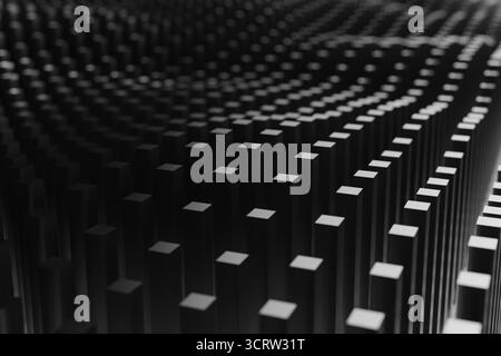 Abstract Dark Wave Grid background, 3d rendering Stock Photo
