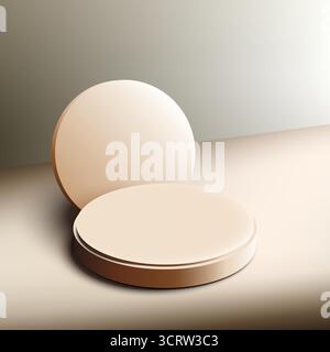 minimalist 3d podium with large sphere set in peach gradient background creating a clean modern showcase for cosmetic products branding mockup and cre Stock Vector