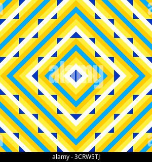 Hypnotic diamond shapes, optical illusion, seamless geometric vector pattern . Bold abstract design background, fabric, wallpaper, cover design Stock Vector