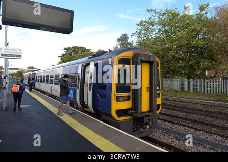 Northern Trains DMU at Ashington Station on the Northumberland Line, Closed 1964, reopened Dec 2024, Photo Sept 2025 Stock Photo