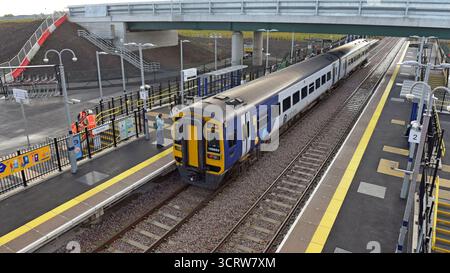 Northern Trains DMU at the recently reopened Newsham Railway Station ...