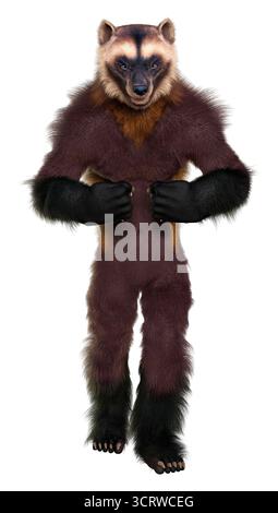 3D rendering of a wolverine man isolated on white background Stock ...