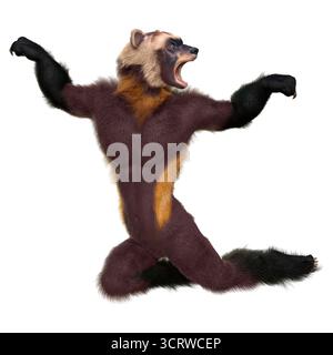 3D rendering of a wolverine man isolated on white background Stock ...