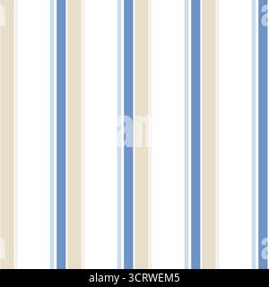 Vector seamless vertical stripes pattern, blue and cream color. Simple background Stock Vector