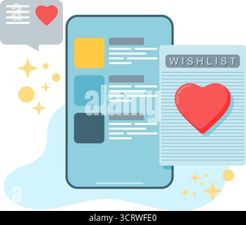 wish list on smartphone Stock Vector