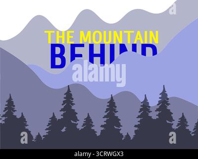 mountain, nature, tree, vector, mountain with text, mountain and tree, tree with text Stock Vector