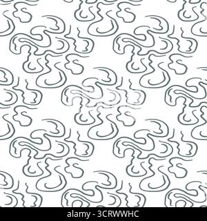 Seamless vector pattern of organic, flowing lines in a muted teal on a white background, evoking a sense of calm and natural movement. Stock Vector