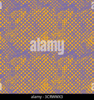 Abstract vector pattern with contrasting orange and purple hues, featuring a dynamic gradient of halftone dots and organic textured shapes. Stock Vector