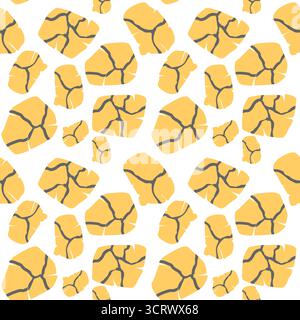 A seamless yellow and grey abstract geometric pattern resembling cracked earth or cracked stone, with a clean, modern vector design. Stock Vector