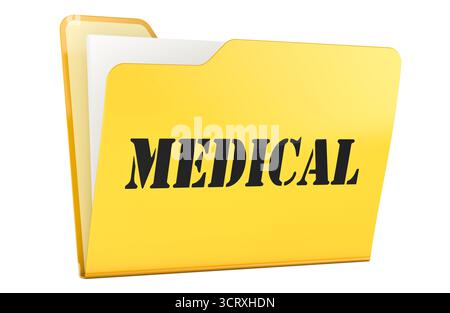 Medical, yellow folder. 3D rendering isolated on white background Stock Photo