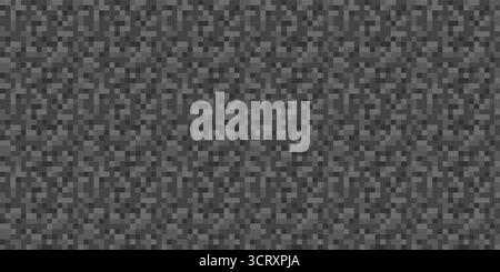 Minecraft cobblestone stone pixel horizontal banner. Gray seamless 8bit ...