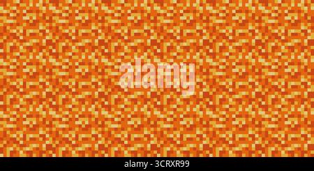 Minecraft pixel lava horizontal banner. Bright orange magma seamless block texture in retro 8bit style. Perfect for gamer posters or wallpaper. Abstra Stock Vector