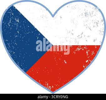 Czech republic flag in heart shape with grunge effect Stock Vector