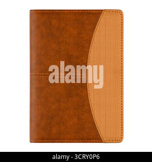 Brown leather notebook on an isolated background. Stock Photo