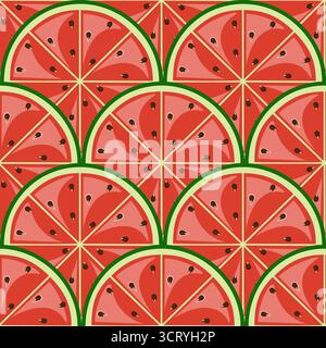 Watermelon slices seamless tropical pattern vector illustration Stock Vector
