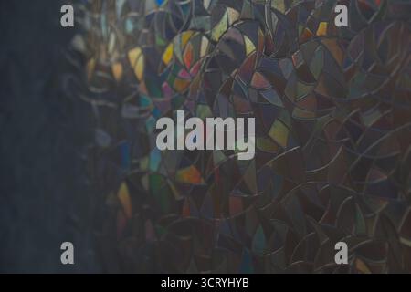 pattern on glass from light a small rainbow will appear on the pattern, pattern on the window Stock Photo