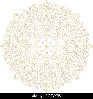 a complex pattern of small yellow details in the shape of a circle Stock Vector