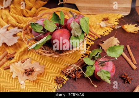 Apple Harvest Still Life with Star Anise Stock Photo