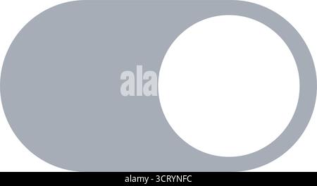 Modern flat-design gray toggle switch in the ON state. Editable vector for UI design, apps, and web interfaces. Inspired by toggle animation Stock Vector