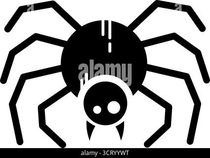 Black spider insect simple glyph icon - vector icon Stock Vector