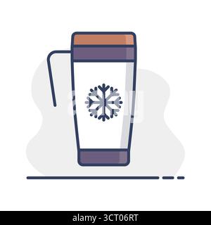 Travel thermo cup vector isolated icon. Winter sign. Graph symbol for travel and tourism web site and apps design, logo, app, UI Stock Vector