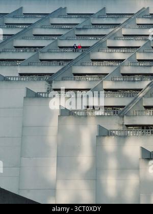 Abstract architectural background featuring repeating geometric concrete structures and minimal design. Stock Photo