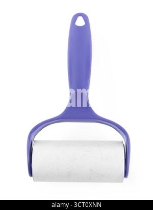 One sticky lint roller isolated on white Stock Photo