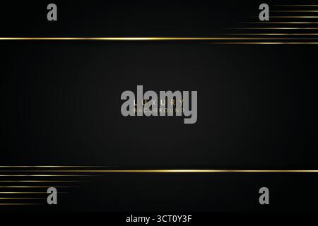 Modern Black Luxury Background with gold line decoration on dark background vector Stock Vector