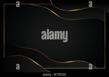 Abstract black and gold lined frame withj frame, luxury background Vector Stock Vector
