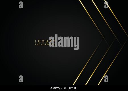 Abstract Black and Gold Lines with Luxury Background Stock Vector