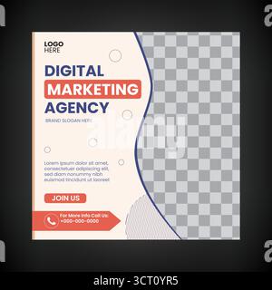 Modern Digital Marketing Agency Flyer Template  Corporate Business Promotion Design Stock Vector