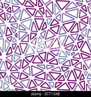 Mosaic triangles shapes background. Compact triangles size. Multiple colors style. Rounded triangles outlined. Repeatable pattern. Purple Harmony. Stock Vector
