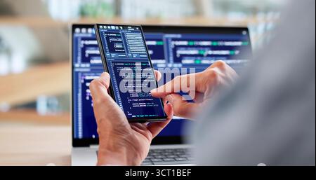Woman Coder Working On Web Development At Office Desk Stock Photo