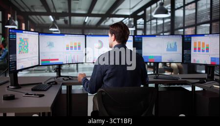Senior Analyst Analyzing Stock Market Data On Business Analytics Dashboard Stock Photo
