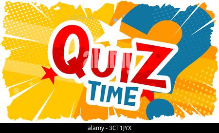 quiz time comic pop art banner vector illustration Stock Vector