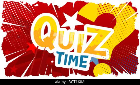 quiz time comic pop art banner vector illustration Stock Vector